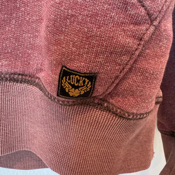 Lucky Brand Men's Full Zip Hoodie Heathered Red Sweatshirt Small - Picture 4 of 5